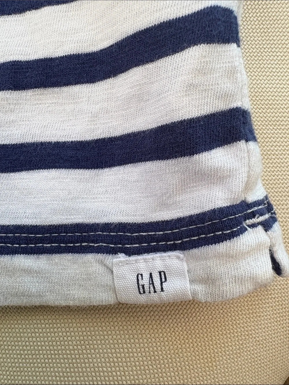 GAP Kids Navy Off-White Striped Long Sleeve Jersey Polo M 8 EUC 497429